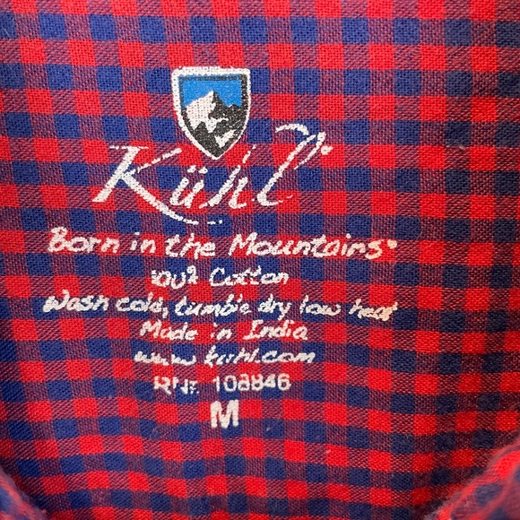 KUHL Button Up Shirt Womens M Red Blue Plaid L/S Thin Flannel Double Pocket - Picture 3 of 15